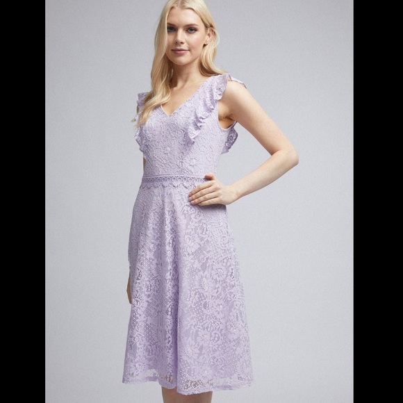 LILAC LACE SKATER DRESS - Picture 2 of 4